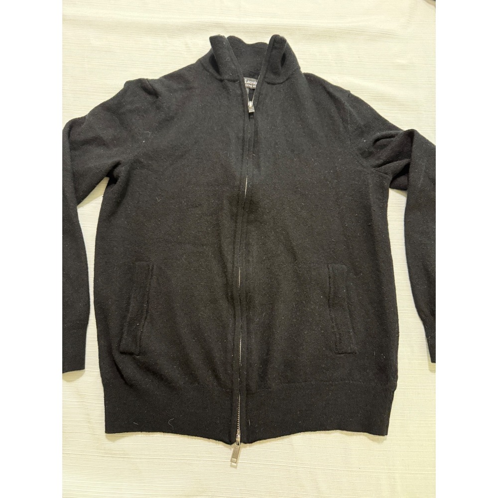 Christian Lacroix Womens Black Extrafine Merino Wool Full Zip Cardigan Sweater M